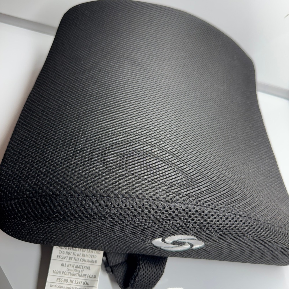 Samsonite Ergonomic Lumbar Support‎ Pillow Black Mesh Memory Foam with Strap